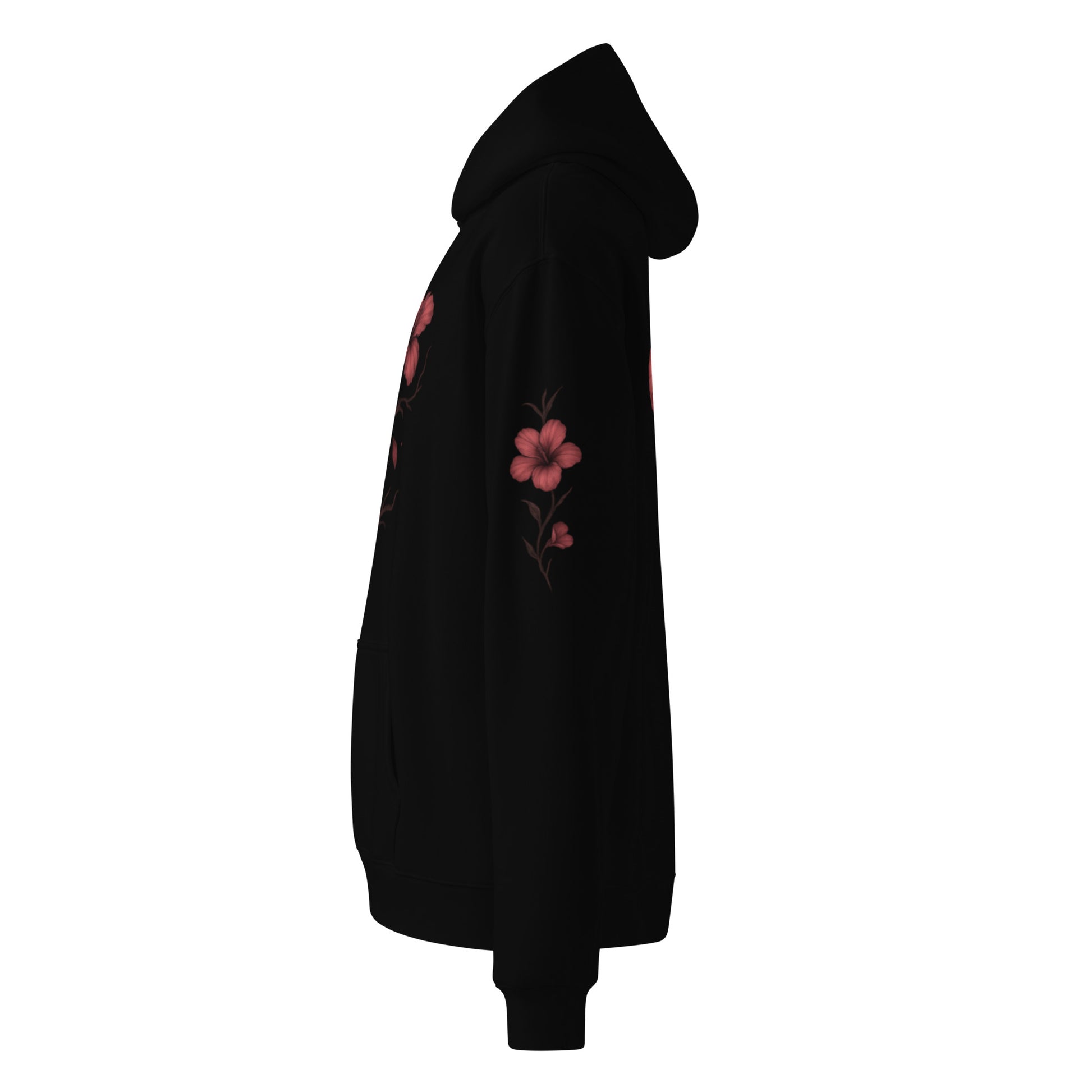 Black Hoodie with Flower Print